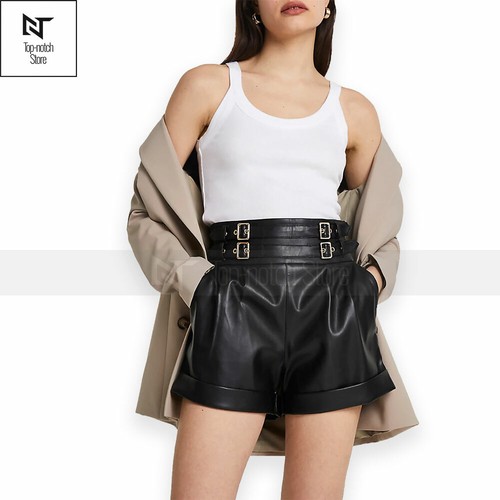 Damen echtleder basic shorts - damen,