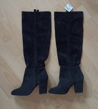 ZARA VELOURSLEDER-STIEFEL Overknee Stiefel Damen Schuhe schwarz Gr. 39 neu