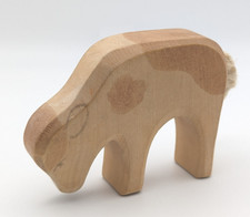 ⭐ Ostheimer Kalb grasend Holztier Bauernhof Waldorf Naturspielzeug Holzfigur