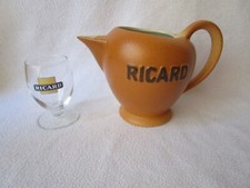 original RICARD Keramik Karaffe großer Krug Werbung braun und ein kleines Glas