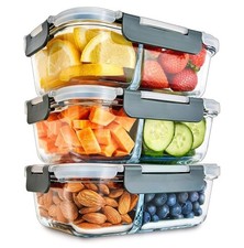 Igluu 2-Compartment Glas Meal Prep Container | BPA frei | 6er Pack