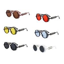 Vintage Round Circle Sunglasses Plastic Frame Colored Lenses Glasses Eyewear