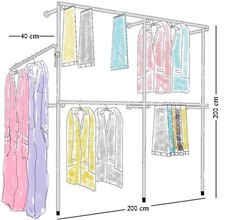 begehbarer Kleiderschrank Wandregal Kleiderkammer Kleiderstange Garderobe W 05