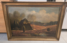 🖼️ GROßES ÖLGEMÄLDE „Heidelandschaft mit Bauernkate“ – Johannes Harders