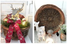 Landhaus-Impressionen Weihnachten Brotkorb Obst-Korb Rattan Adventskranz shabby