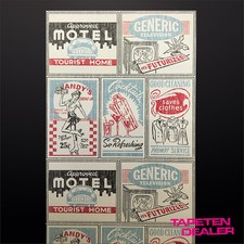 EUR 3,75/qm / Retro Tapete Küche / American Diner Motel Cocktail Tapete 142497