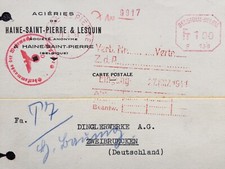Freistempel 1941 Haine St. Pierre * Zensur Wehrmacht - Dinglerwerke Zweibrücken