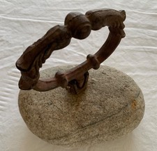 Türstopper Natur Pagoden Stein Findling grau Töne Griff Gusseisen Rost Antik #1