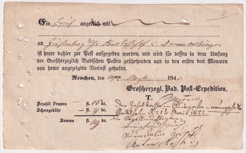 Vorphilatelie baden postschein - vorphilatelie,