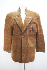 Lederjacke weit geschnitten Trachtenjacke Stickerei Schweinsleder braun Gr.46