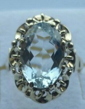 6,31ct Aquamarin Solitär Ring Gold 585 Altgold kein Schmelzgold Handmade wie neu