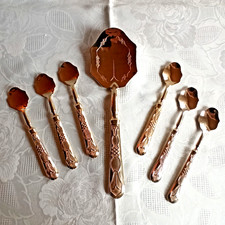 7-teiliges Eis-Besteck Goldfarben Vintage