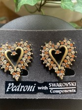 Strass-Ohrclips, Herz, 90er JahreSchmuck, Super Leicht u Super Angenehm  . !297