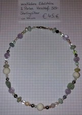 Kette Halskette diverse Edelsteine Perlen 925/- Sterlingsilber ca 44cm NEU 