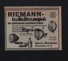 CHEMNITZ, Werbung 1936, Herm. Riemann Fahrrad-Kfz-Beleuchtungen Signal-Hupen 