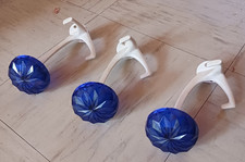 Garderobenhaken mit Huthaken, 3 Stück 7 x 16,5 cm Vintage Blau-Weiß