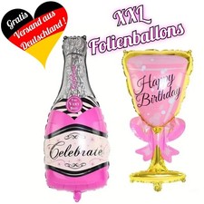 2'er XL CHAMPAGNER SEKT FLASCHE + GLAS ⭐ Folienballon Set Ballon Deko Geburtstag