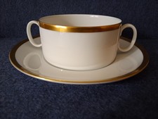 Suppentasse mit Untertasse Thomas Medaillon weiß mit Goldrand 6 Stück vorhanden
