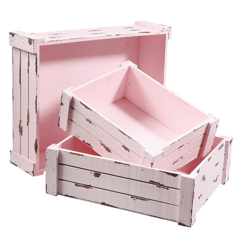 Holzkisten satz rosa stk im - holzkisten-satz,