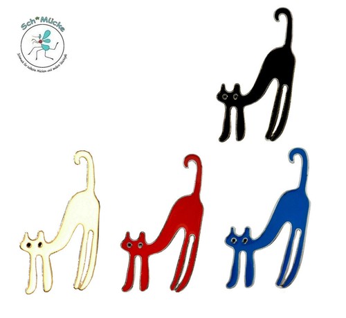 Anstecker katze rot - anstecker, schwarz
