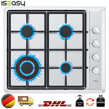 60 cm Gaskochfeld Einbaukochfeld Kochfeld Edelstahl Gaskocher 4 Flammig Autark 