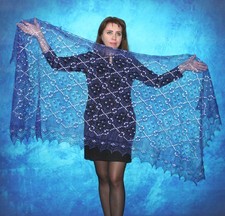 Gestrickter Ziegenflaum Schal Orenburger Schal Shawl Scarf mit Stikerei Handmade