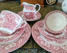 Enoch Wedgwood Einhorn Kaffeegedeck, Kaffeeservice rot