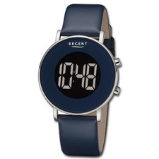 Regent Herren Armbanduhr Digital Lederarmband dunkelblau URBA783