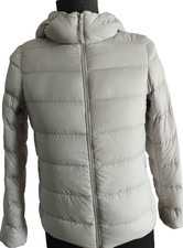 Uniqlo Daunenjacke Herren S Hellgrau Ultra Light Down Kapuze Top Zustand #