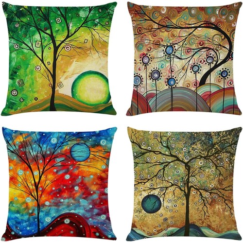 4er set kissenbezug - set, baum