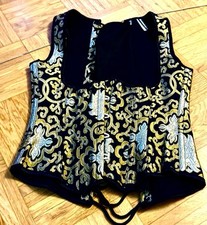 Korsett Schwarz Gold Brokat STeampunk Gr. M Barock Gothic Dracula Clothing