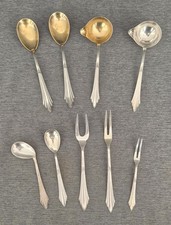 9x altes Jugendstil Vorlege Besteck WMF 900 Fächer Perlrand 90er Silber-Auflage