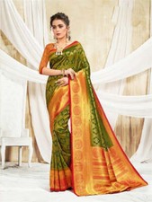 Seidensari grün Farbe Zari