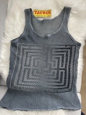 The people of the labyrinths Netzshirt Trägershirt Häkeltop grau blau 38 40