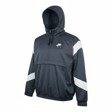 Nike Air Windbreaker Jacke Herren M Schwarz Half Zip Vintage Kapuze Sportjacke 