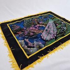 Samt Kissenbezug Pfau Vogel Handmade Schwarz Verziert 60x44cm Handarbeit