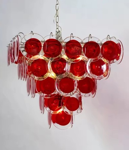 Runde rote murano kronleuchter - rote,