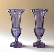 Paar Art Deco Alexandrit Glas Vasen Moser Neodym Kristall Amethyst Violett Lila
