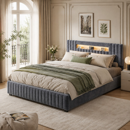 Polsterbett 160x200cm mit led - 160x200cm,