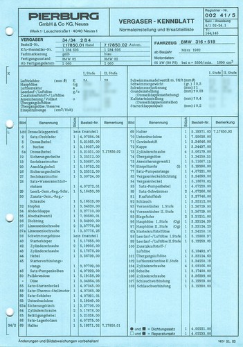 Einstelldaten datenblatt - einstelldaten,