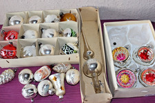 Konvolut alter Christbaumschmuck Glas Kugeln Reflex bunt Vintage