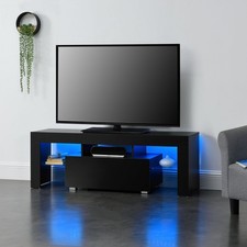 LED Fernsehtisch Grimsey mit Schublade Schwarz en.casa