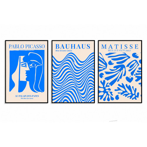 3er set blau bauhaus - bauhaus, picasso