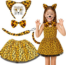 Tiger Kostüm Kinder Halloween 5 Stück Gepard Set Fasching Dschungel Partys