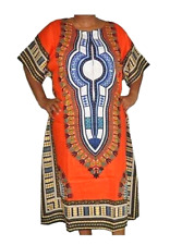 Afrika Damen Kleid Dashiki Gewand XL 2XL Orange Mehrfarbig Sommer Frühling