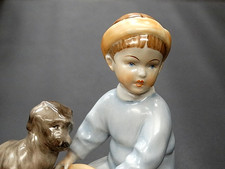 Porzellan Figur - Hundetraining - Zirkus - wohl Szolnay - Ungarn - sinko