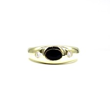 585 Gelbgold Ring Saphir Brillant 0,10 ct. G / SI Damenring Bandring RW 56