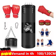 100/120cm Sandsack Boxsack Set Boxhandschuhen Punching Bag Erwachsene Training