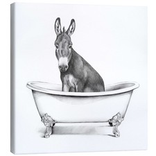 Leinwandbild Esel in der Wanne