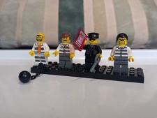 Lego City Mini Figuren - 1 Gefängnisbeamter & 3 Räuber Konvolut mit Zubehör 